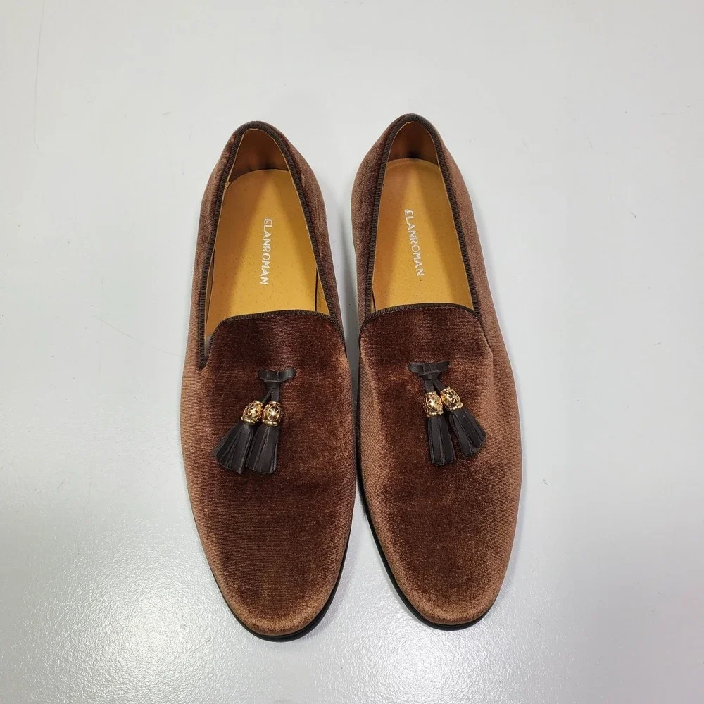 Elanroman‎ Men's Velvet Loafers Dress Wedding Party Prom Shoes Sz 12,12.5 (46)